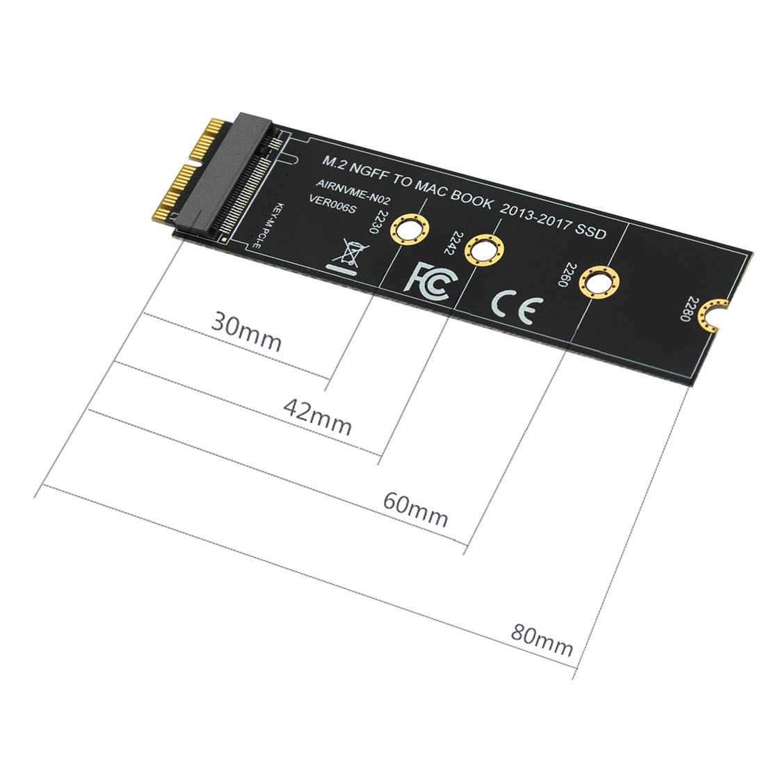 M key M.2 PCIe AHCI SSD Adapter Card for MACBOOK Air 2013 2014 2015 2017 A1465 A1466 Pro A1398 A1502 A1419 2230-2280 SSD - Image 6