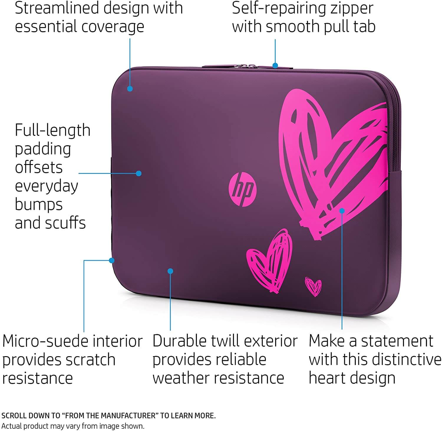 HP Spectrum Hearts Ladies edition Laptop Sleeve 15.6-inch Purple - 1AT98AA - Image 3
