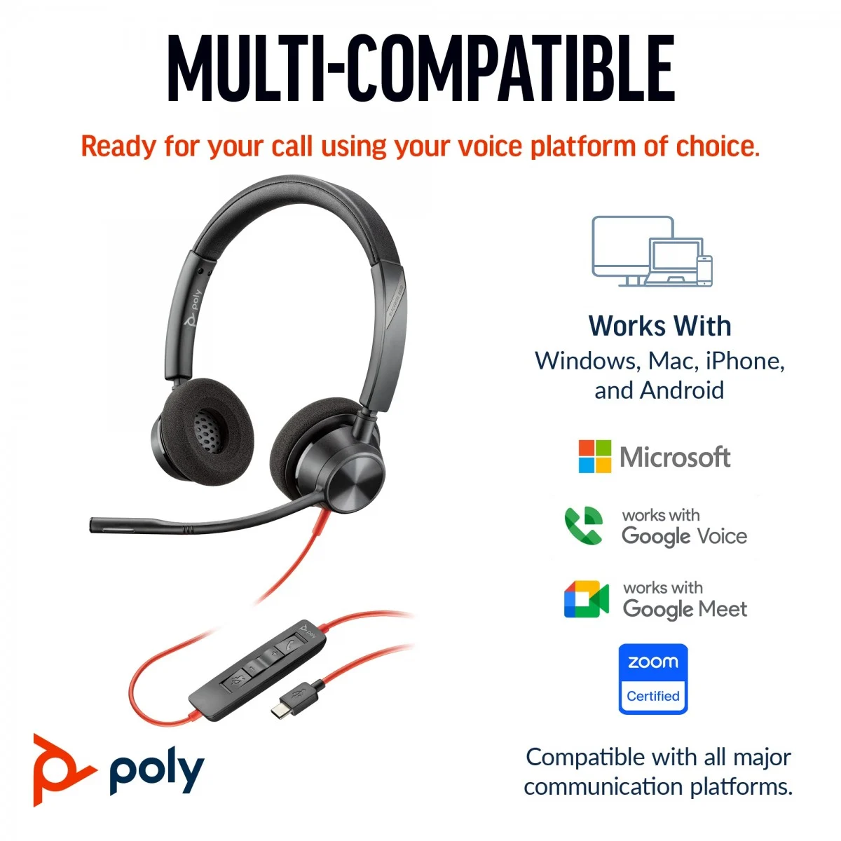 HP Poly Blackwire 3320-M Microsoft Teams Certified Stereo USB-C Wired Headset with USB-C/A Adapter 8X220AA - Image 5