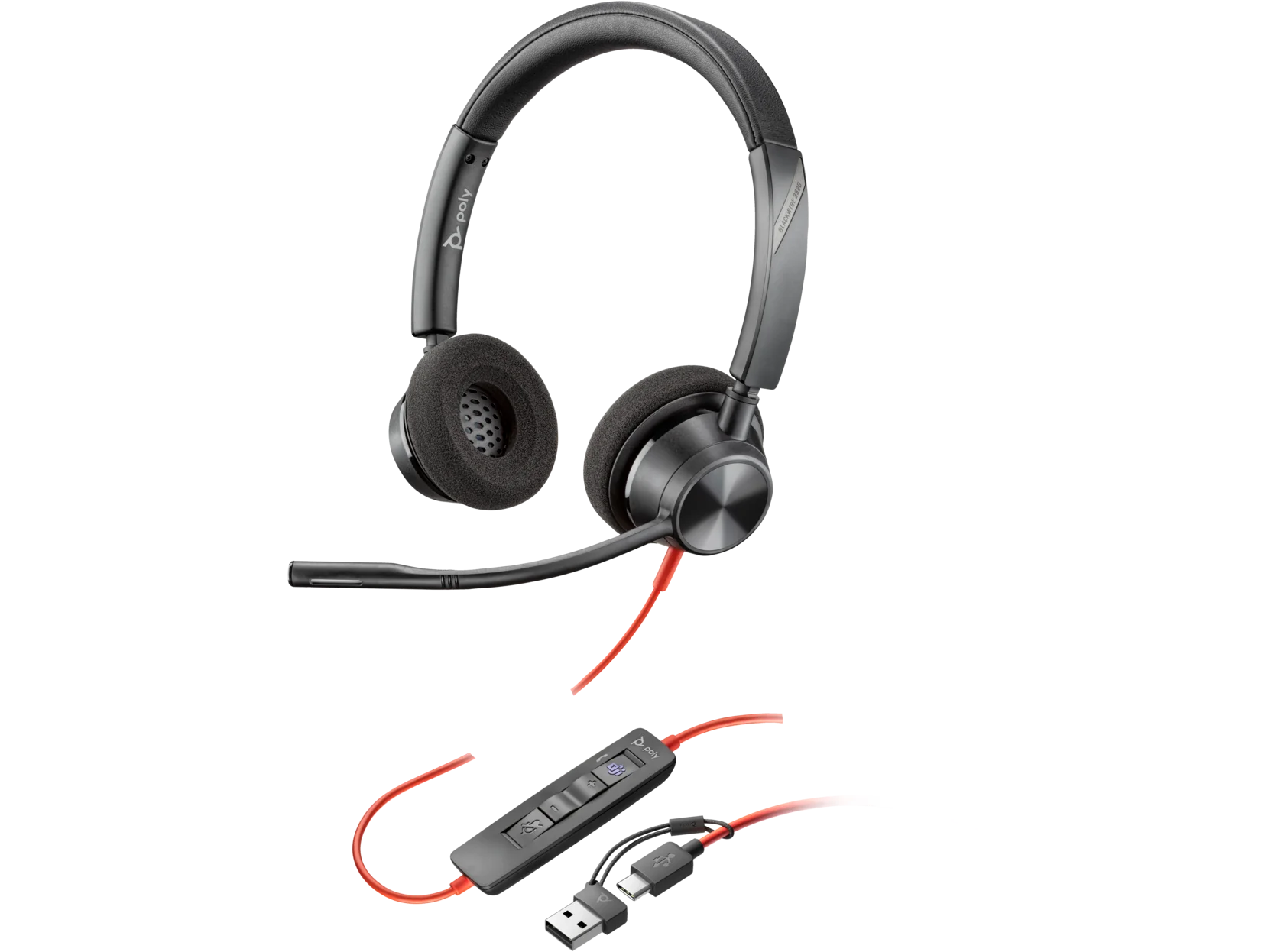 HP Poly Blackwire 3320-M Microsoft Teams Certified Stereo USB-C Wired Headset with USB-C/A Adapter 8X220AA - Image 4