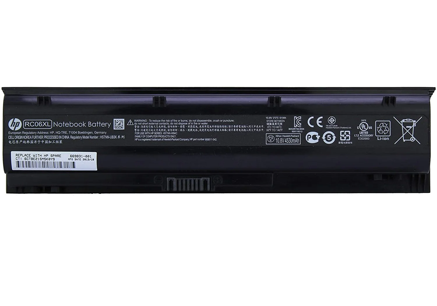 HP RC06 Original Replacement Battery for for ProBook 4340s and 4341s, RC06XL, LH4R53EA, HSTNN-UB3K