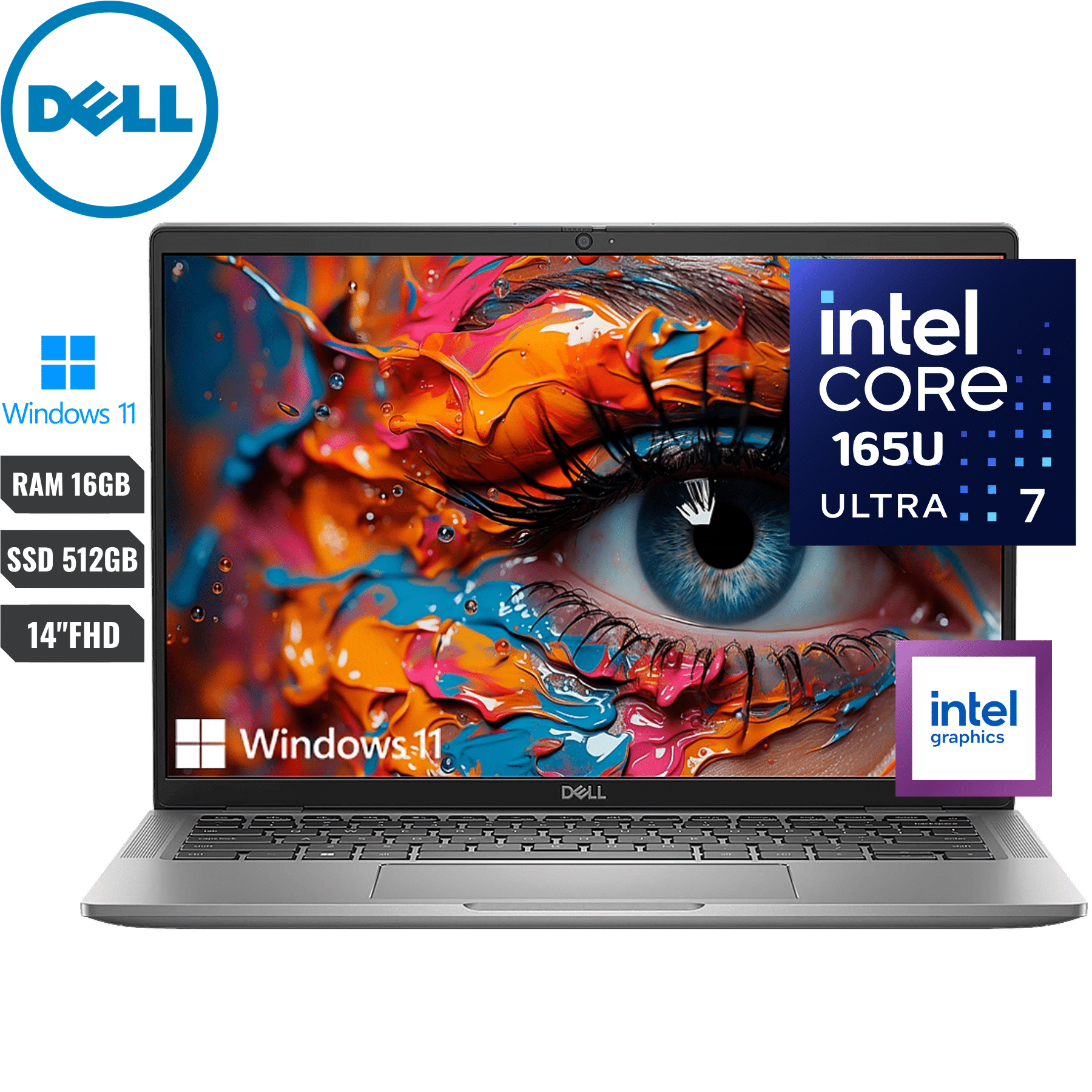 Dell Latitude 7450, Intel Core Ultra 7-165U Vpro, 16GB RAM, 512GB SSD, 14" FHD, Grey