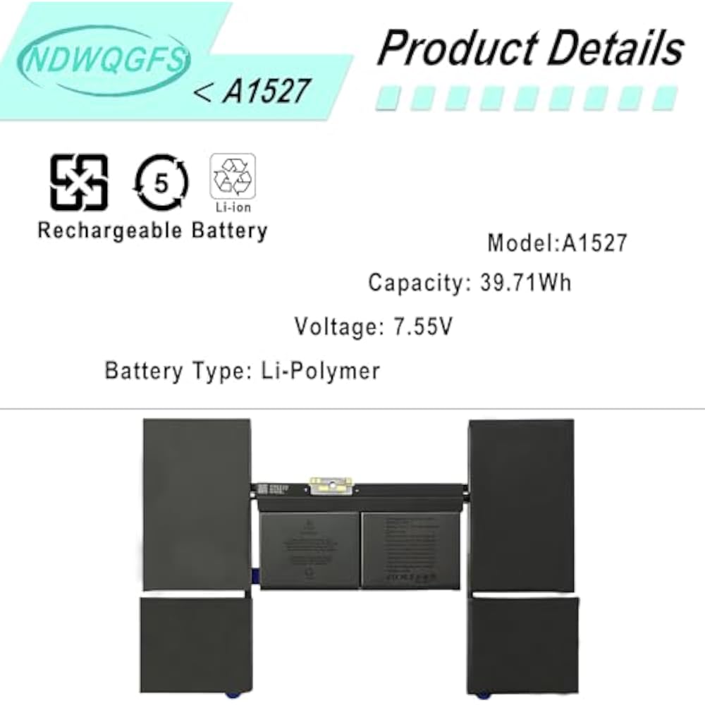 Apple A1527/A1705 Replacement Battery for MacBook 12" Retina A1534 (2015-2017) - Image 2
