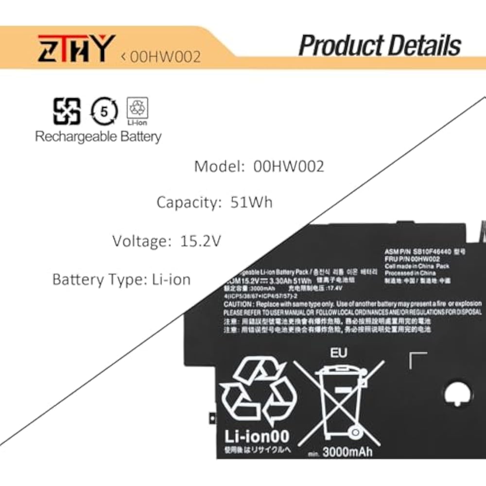 Lenovo 00HW002 Original Replacement Battery for ThinkPad X1 Carbon Gen 2/Gen 3 - Image 3