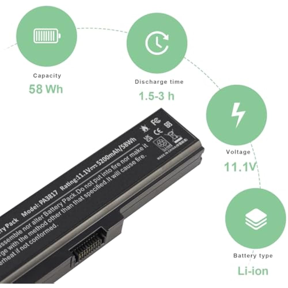 Toshiba PA3817U-1BRS Replacement Battery for Satellite L755/L675/L750/P755/C655/A655 - Image 4