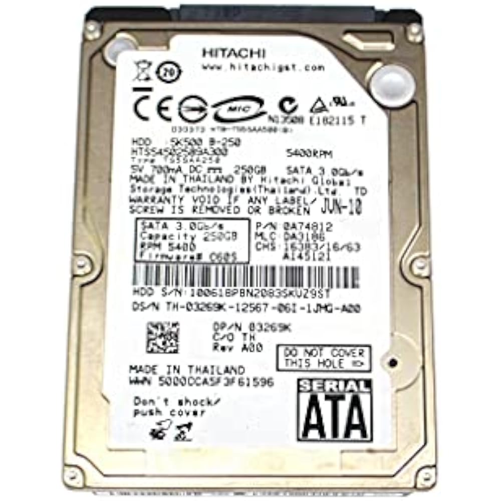 Hitachi Travelstar 250GB 2.5" Laptop Hard Drive (Pullout, Tested)
