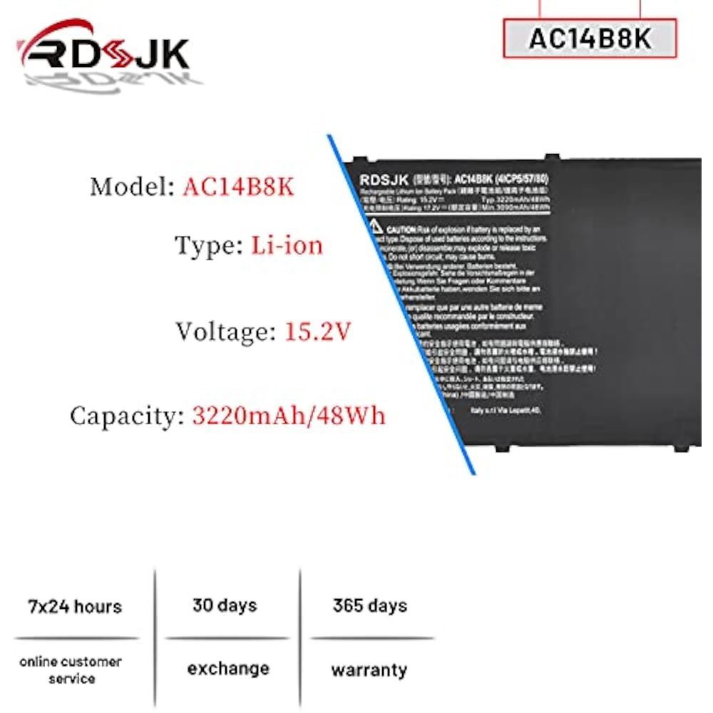 Acer AC14B8K Replacement Battery for Aspire R3/R5/R7, Chromebook & Swift 3 - Image 2