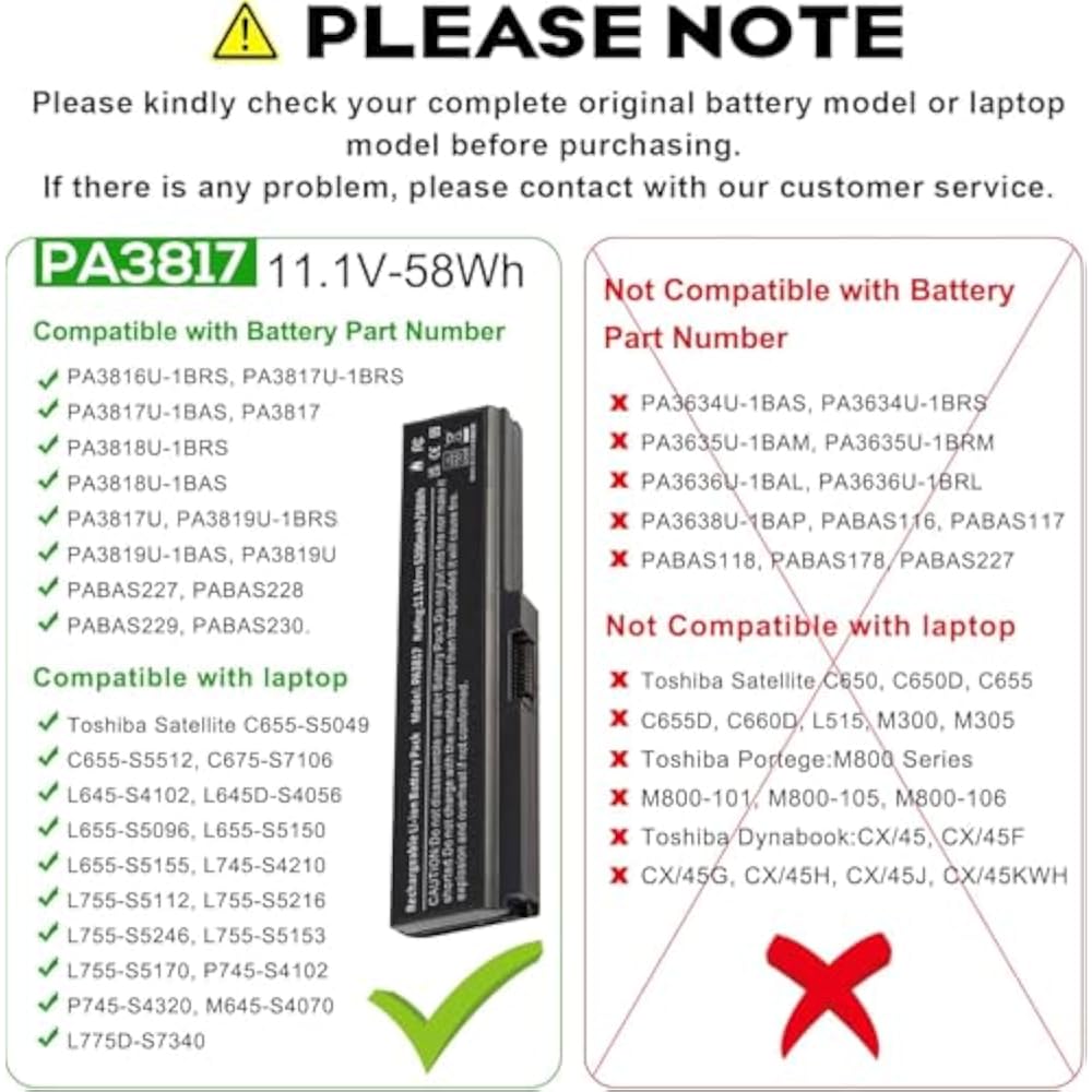 Toshiba PA3817U-1BRS Replacement Battery for Satellite L755/L675/L750/P755/C655/A655 - Image 2