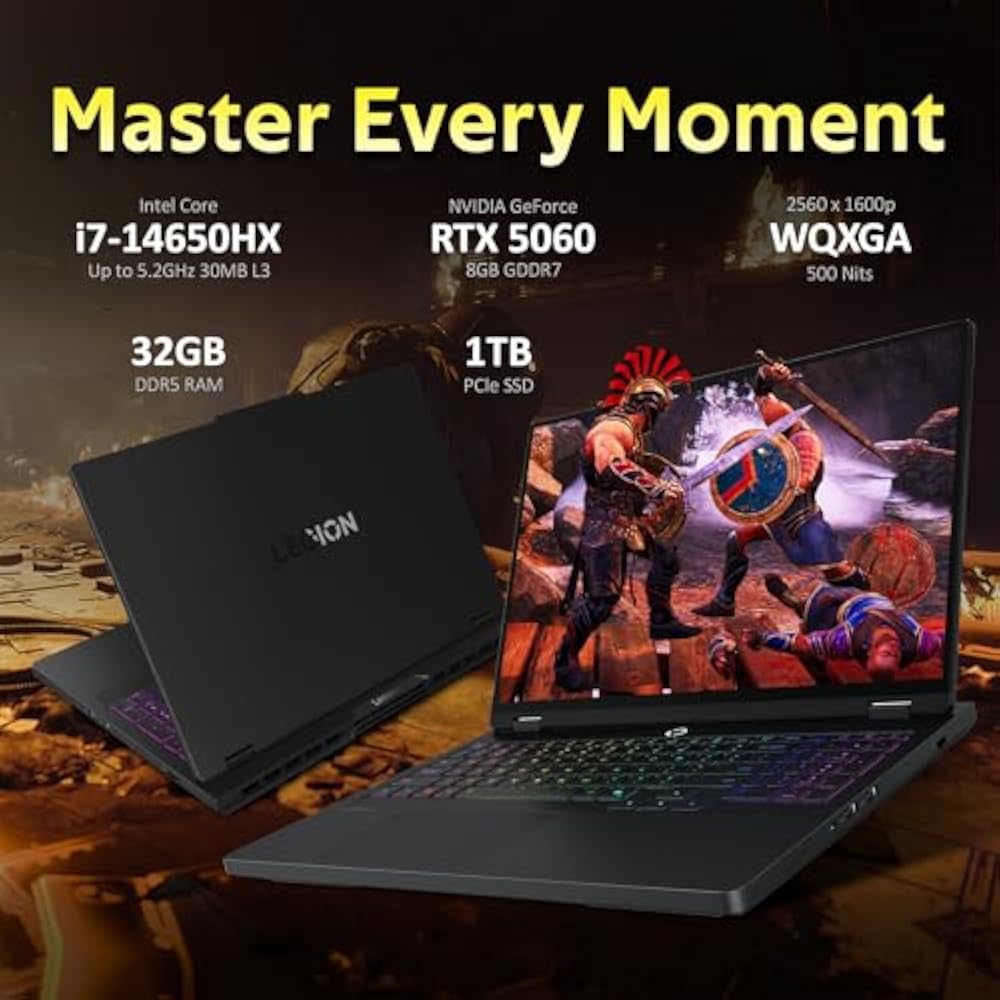 Lenovo Legion Pro 5 16IRX10 Intel Core i7-14650HX 16GB RAM 1TB SSD RTX 5060 8GB 16" WQXGA 240Hz Eclipse Black RGB Backlit - Image 3