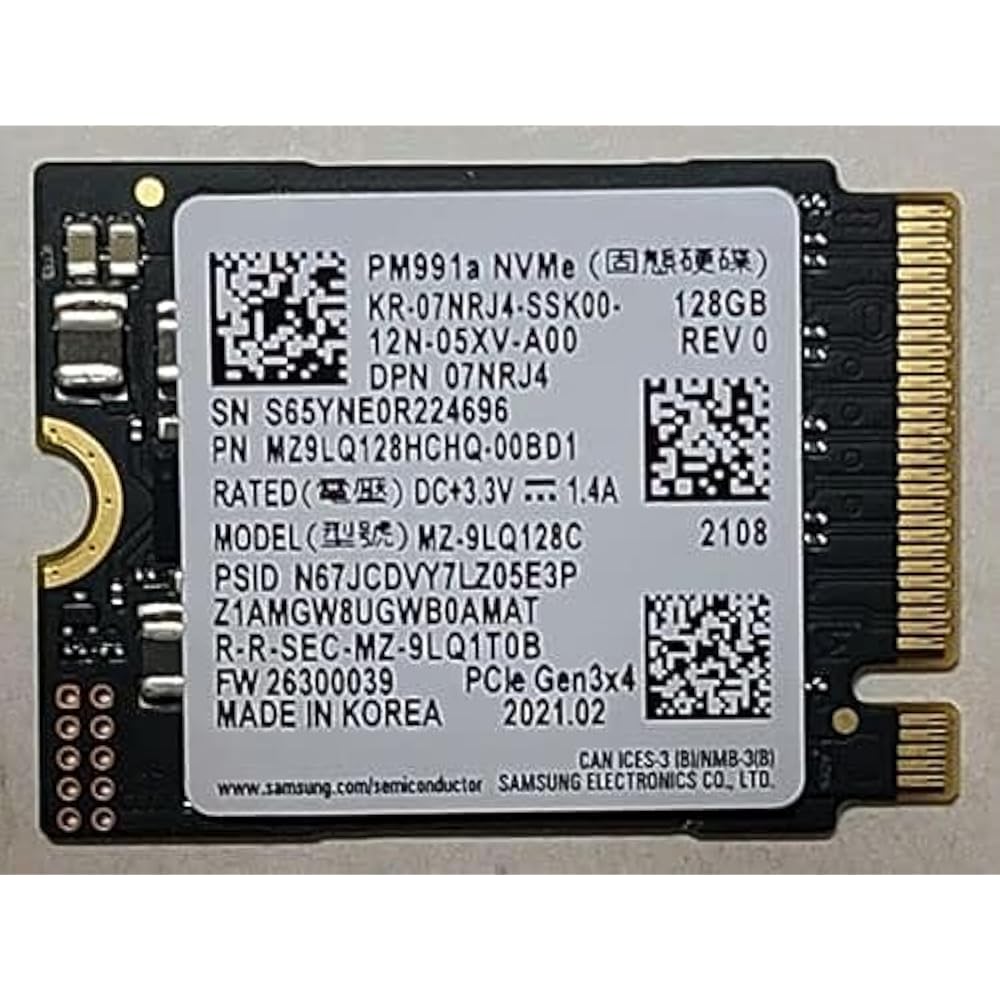 Samsung PM991 (MZ-9LQ128C) 128GB M.2 NVMe SSD - Single Cut (Pullout, Tested)
