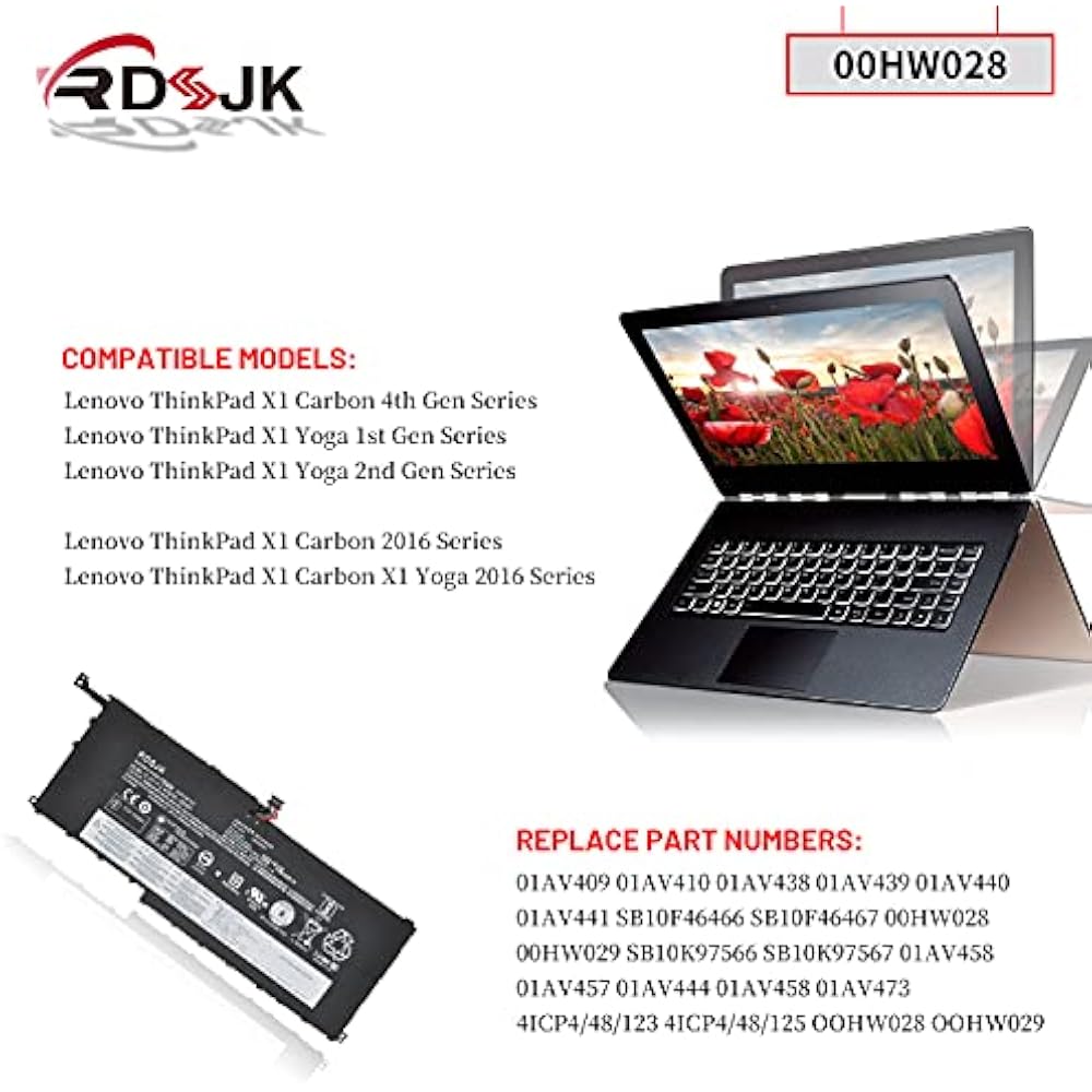 Lenovo 00HW028 Original Replacement Battery for X1 Carbon 4th Gen & X1 Yoga 1st/2nd Gen - Image 3