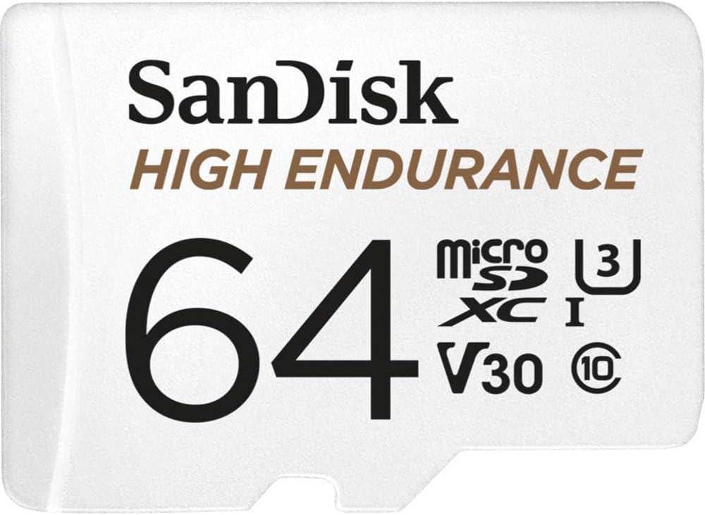 SanDisk High Endurance microSDXC 64GB with SD Adapter for Dash Cams and Home Monitoring