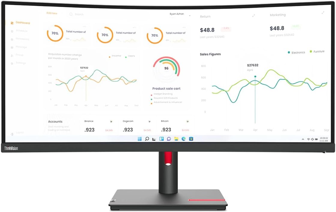 Lenovo ThinkVision T34w-30 34-Inch WQHD Curved Monitor