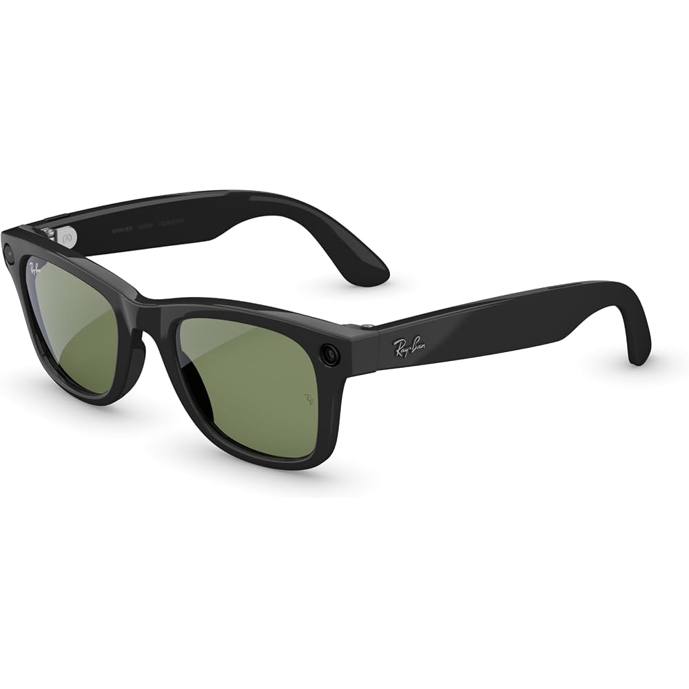 Meta Ray-Ban Wayfarer Smart Glasses, Black Frame / Green Lens (RW4006)