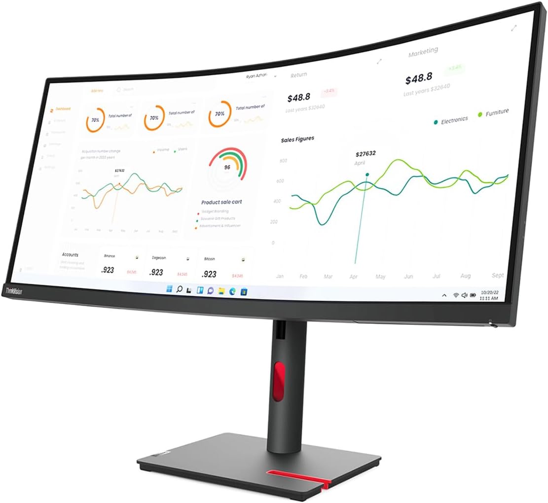 Lenovo ThinkVision T34w-30 34-Inch WQHD Curved Monitor - Image 2