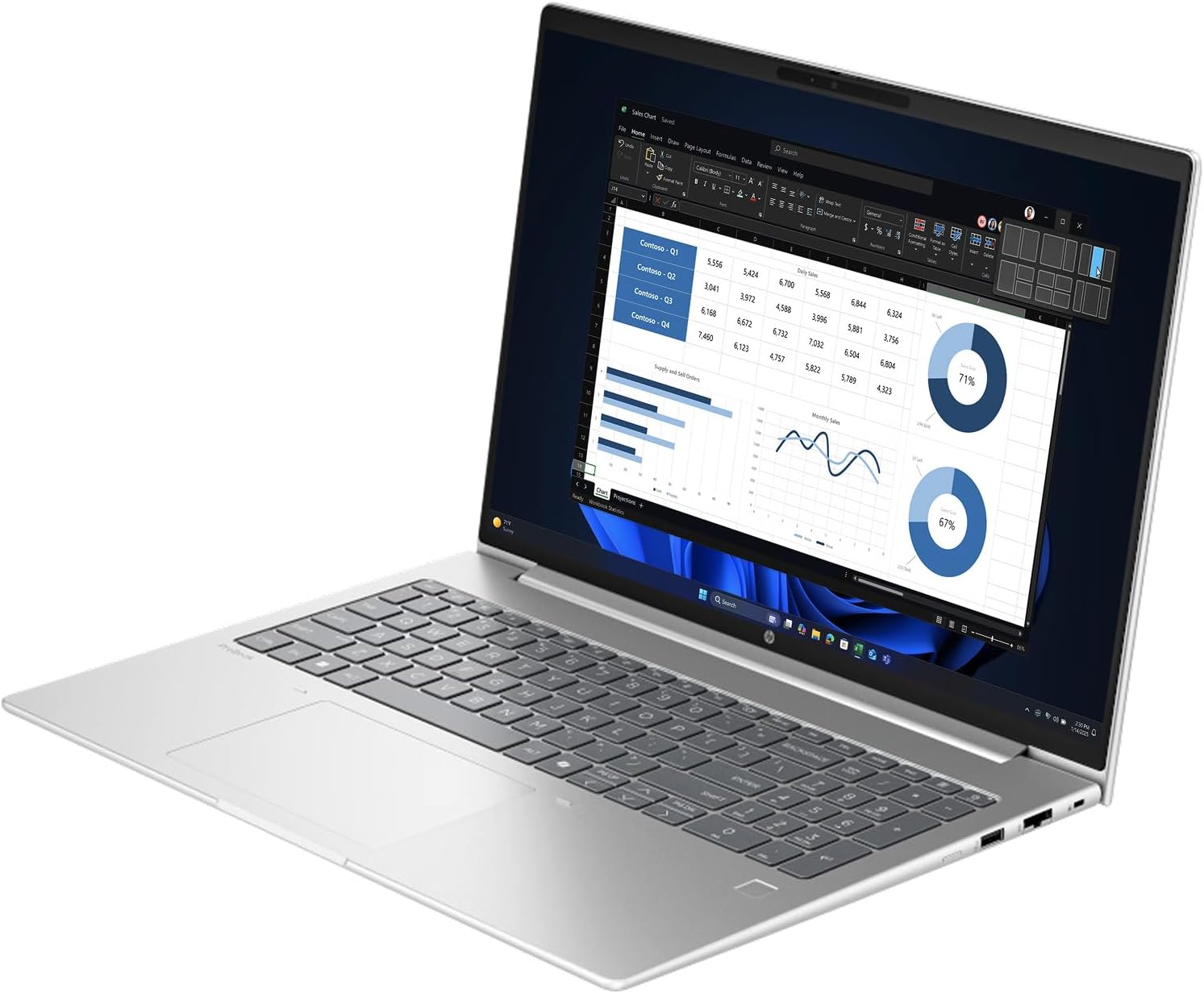 HP ProBook 460 G11 Intel Core Ultra 7 155U 16GB RAM 512GB SSD 16" Shared DOS Pike Silver - Image 2