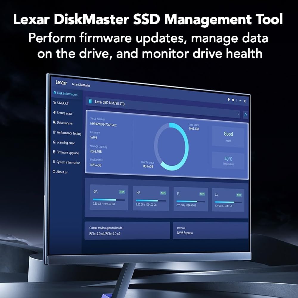Lexar LNQ700 PRO Gen4 Internal SSD NVMe 1TB M.2 2280 PCIe Gen4x4 - Image 3