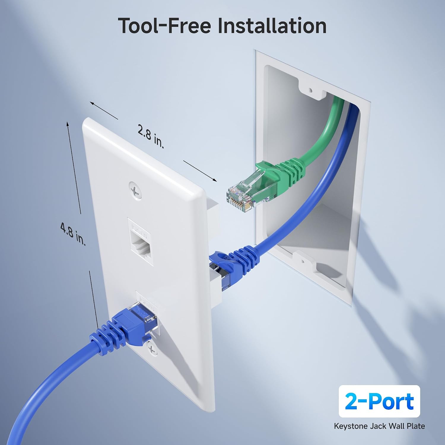 Cat6 Wall Socket Faceplate Double Port - Image 3