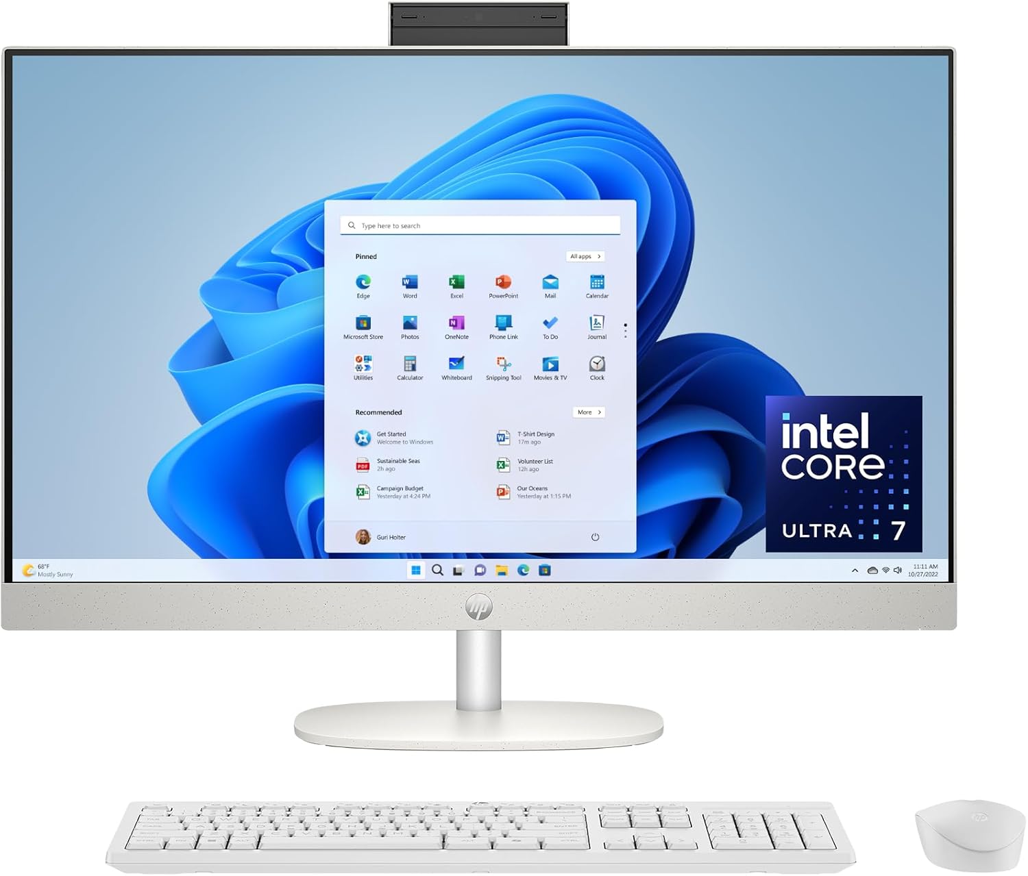 HP All-in-One 27-cr2039nh Intel Core Ultra 5 225U 8GB RAM 512GB SSD Touch White