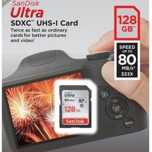 SanDisk Ultra UHS-I 128GB SD Card 140MB per Second for DSLR and Mirrorless Cameras