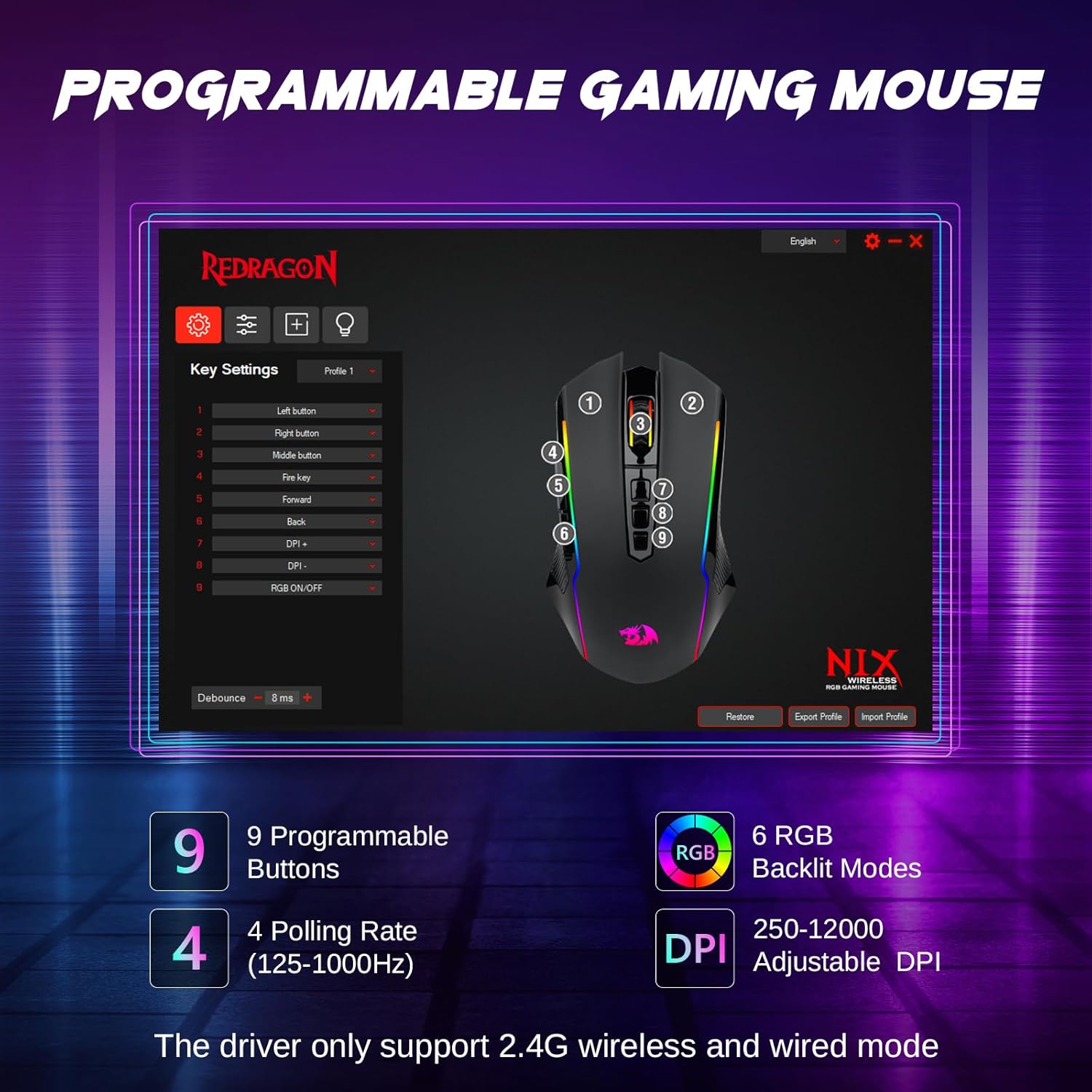 Havit Quad-Mode Gaming Mouse Silent Switch HV-MS966WB
