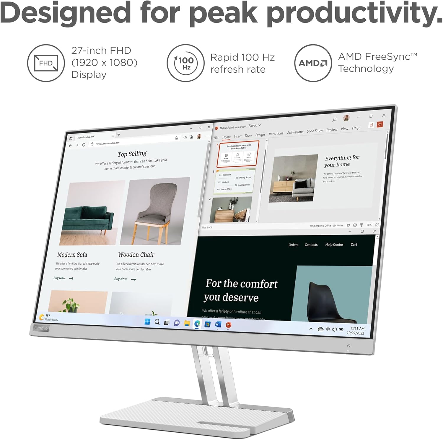 Lenovo L27E-40 27-Inch FHD Monitor - Image 4