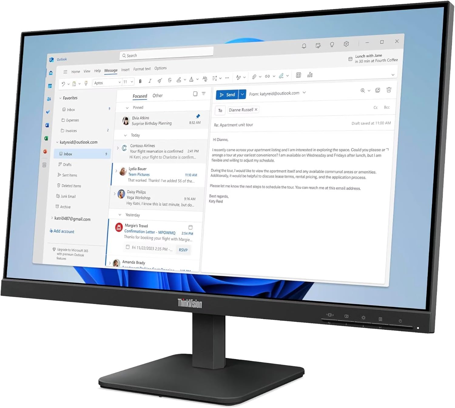 Lenovo ThinkVision S24-4e 23.8 Inch FHD Monitor - Image 2