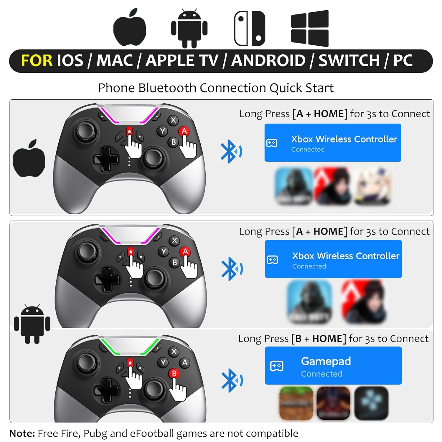 Havit Gamenote Transparent RGB Bluetooth Gamepad HV-G158BT Pro - Image 2