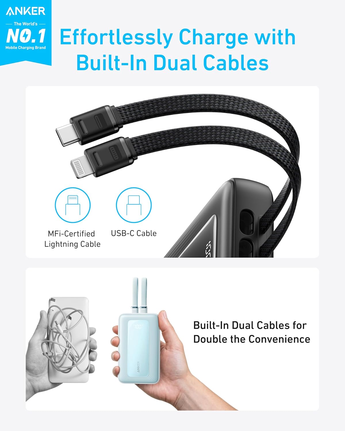 Anker Nano Powerbank 20000mAh 30W with Built-in Cable - Image 2