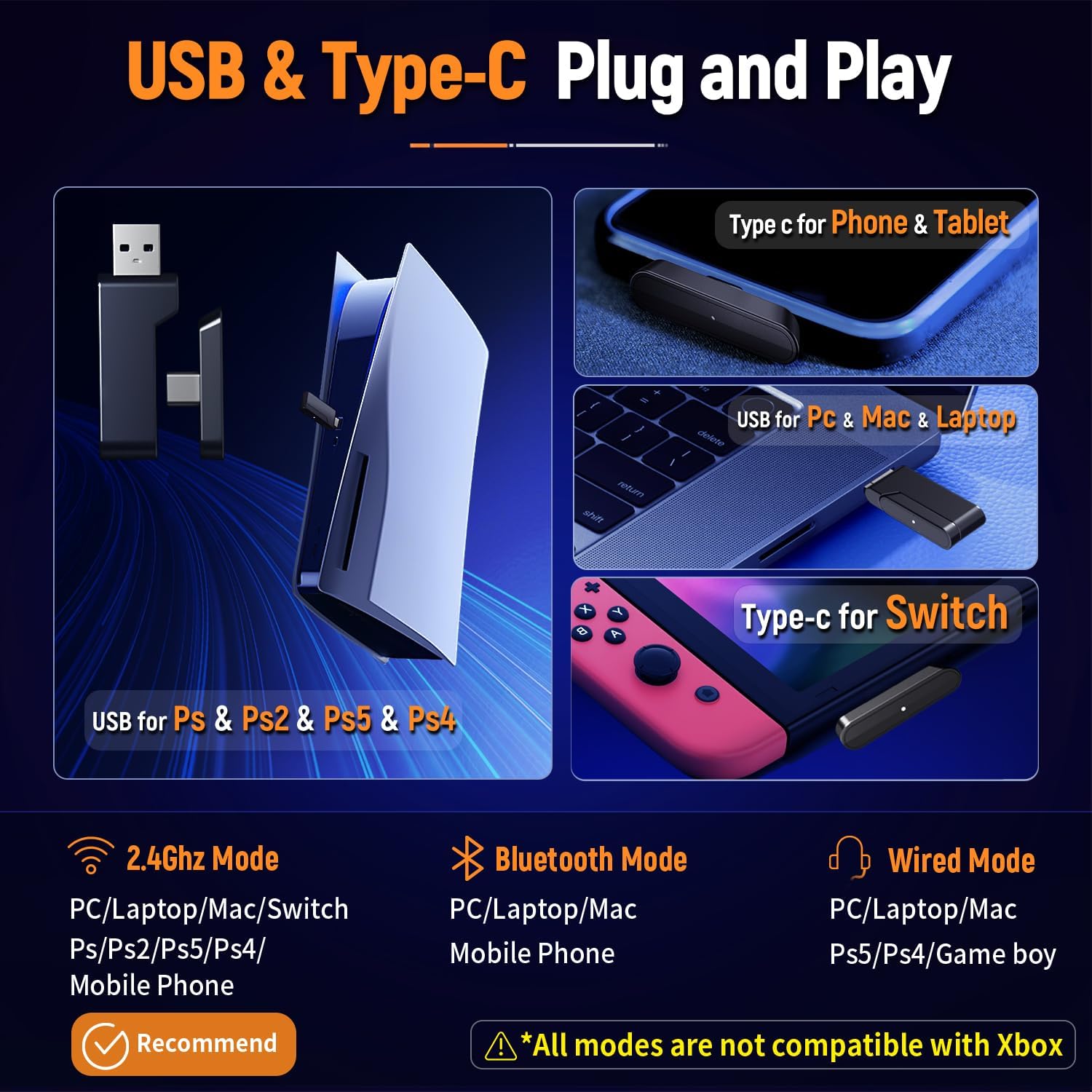 Havit Gamenote Five-Mode Wireless Gaming Headphone HV-Fuxi-H7 - Image 2