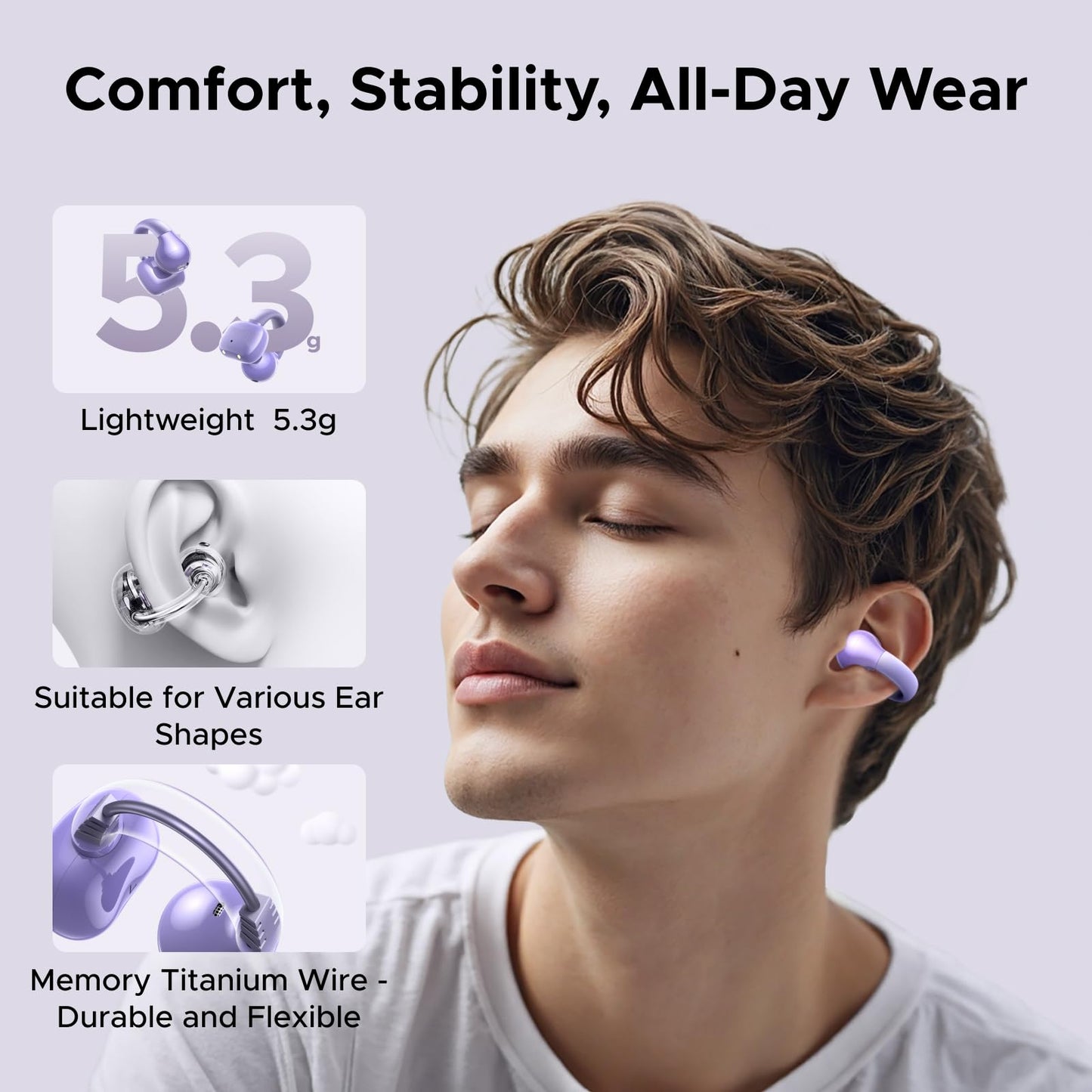 UGREEN WS209 HiTune S3 Open-Ear True Wireless Bluetooth Earbuds Purple - Image 2