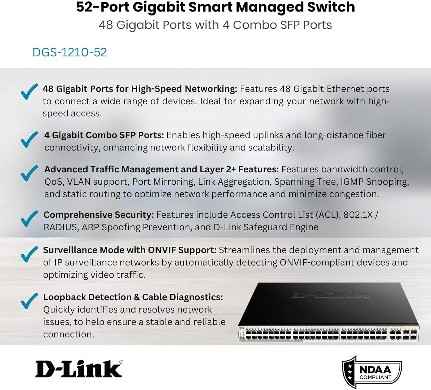 D-Link DGS-1210-52 52-Port Gigabit Smart Managed Switch Non-PoE - Image 2