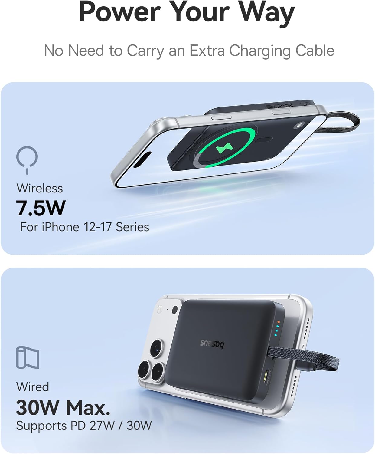Baseus Magnetic Mini Wireless Powerbank 10000mAh 30W, Black - Image 3