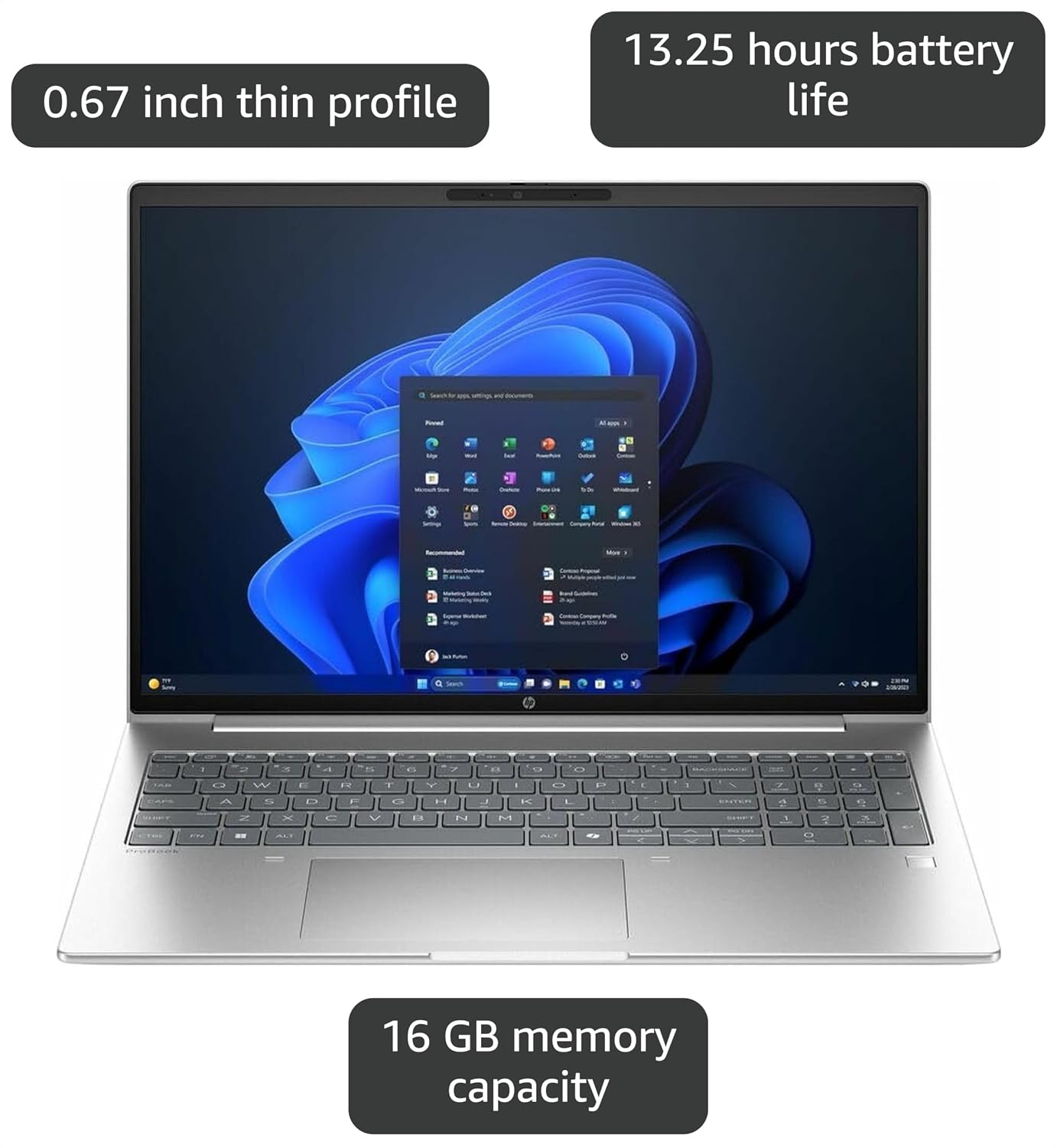 HP ProBook 4 G1i 16 AI Intel Core Ultra 5 225U 16GB RAM 512GB SSD Pike Silver - Image 2