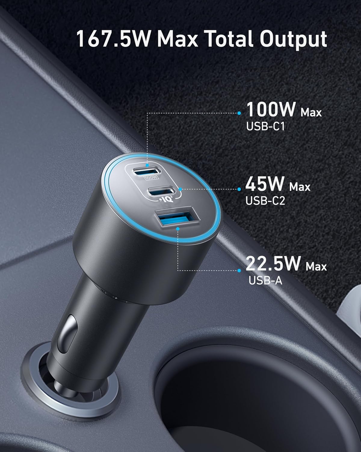 Anker Nano Car Charger 167.5W 3-Port - Image 2