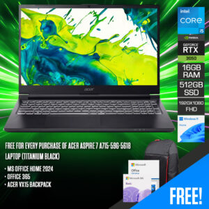 Acer Aspire 7 A715-59G-78KV Intel Core i7-13620H 16GB RAM 512GB SSD RTX 3050 6GB 15.6" FHD 144Hz Titanium Black