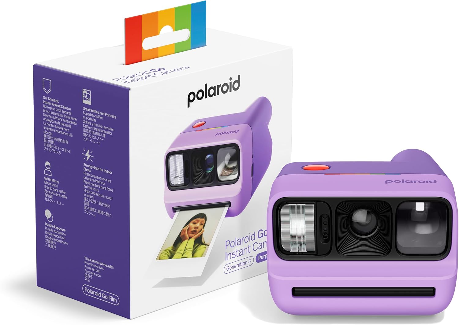 Polaroid Go Generation 2 Purple + Color Film Bundle (16 Photos)
