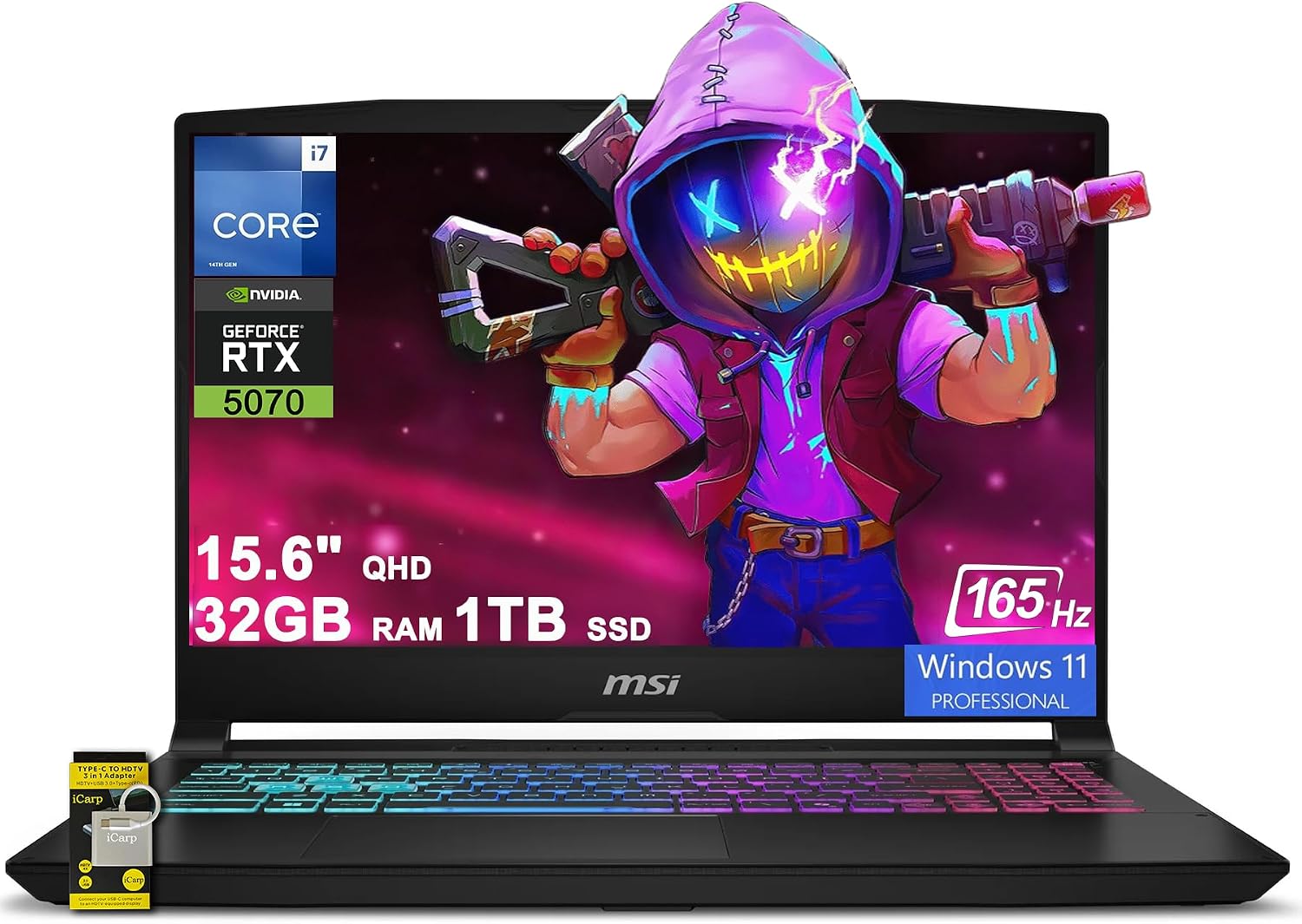 MSI Katana 15 HX Intel Core i7-14650HX 16GB RAM 512GB SSD NVIDIA RTX 5060 8GB 15.6" QHD 165Hz IPS Gaming Laptop