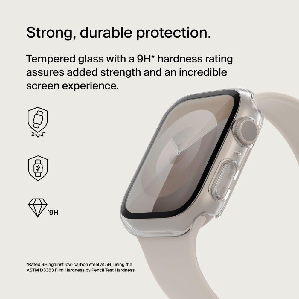Belkin Tempered Curve 2-in-1 Treated Screen Protector + Bumper for Apple Watch Series 9/8/7/6/5/4/SE - Image 3
