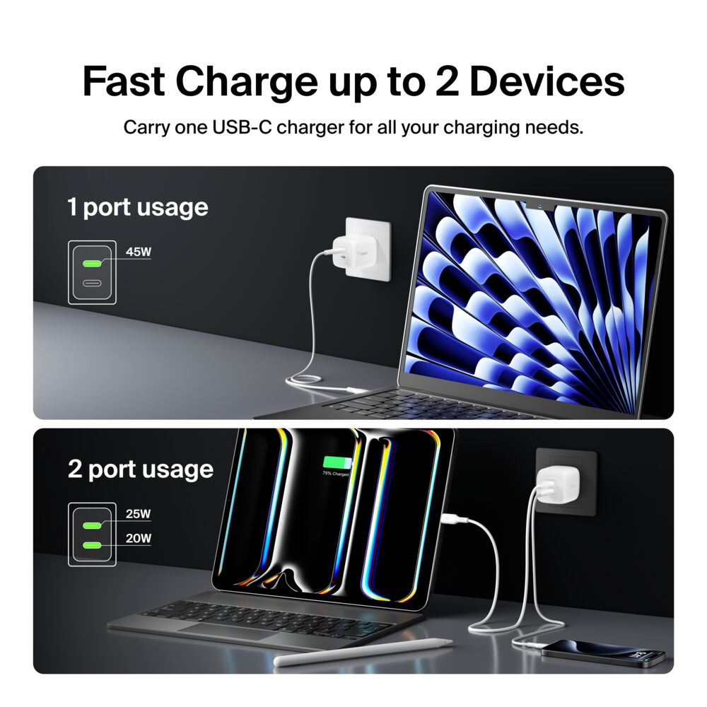 Belkin BOOSTCHARGE PRO Dual USB-C GaN Wall Charger with PPS 45W - Image 4