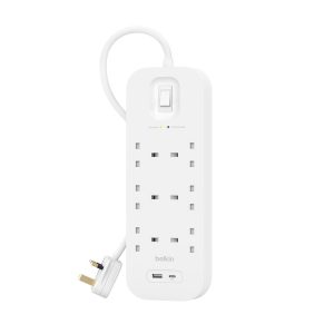 Belkin Power Strip Surge Protector 6 Output 650J 18W USB A+C