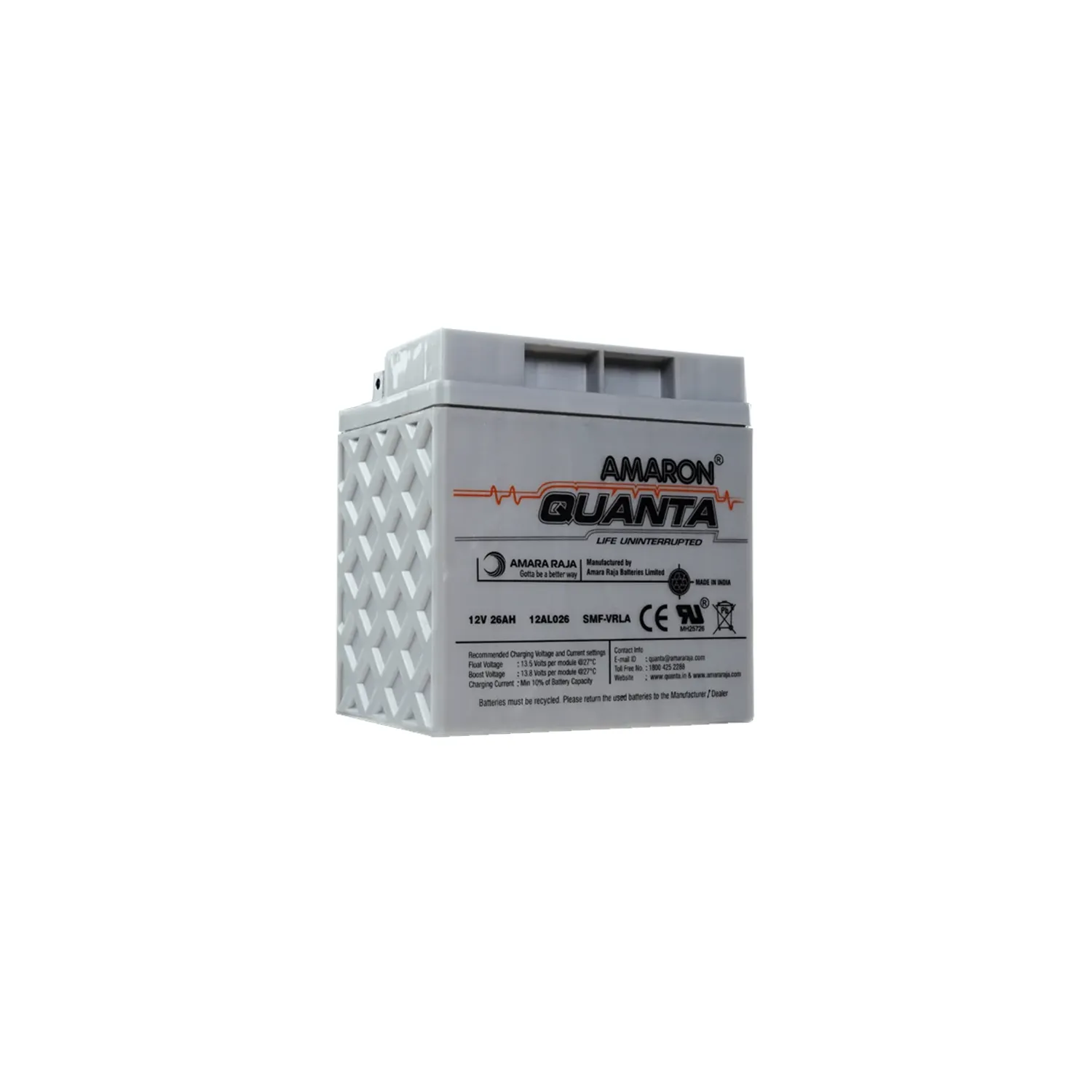 Amaron 12V 26AH AGM Battery (10yr Design Life) - Image 2