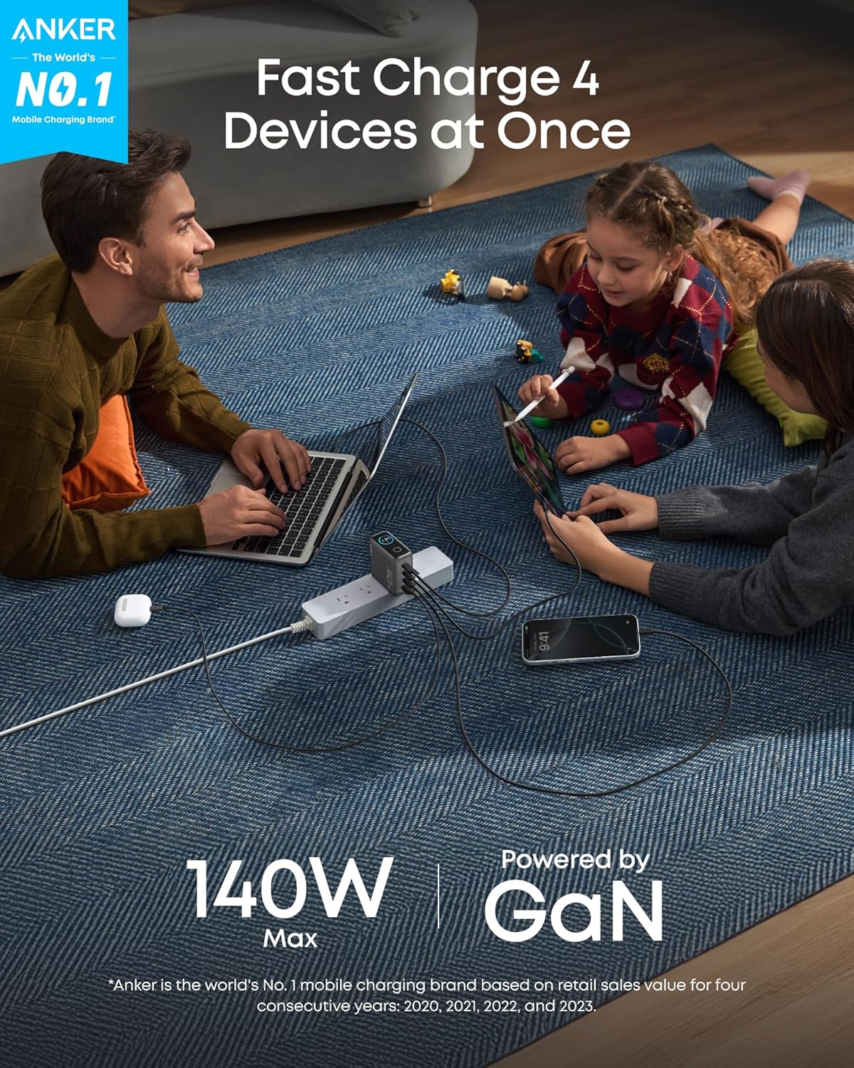 Anker Charger (140W, 4 Ports, GaNPrime) Dark Gray - Image 2