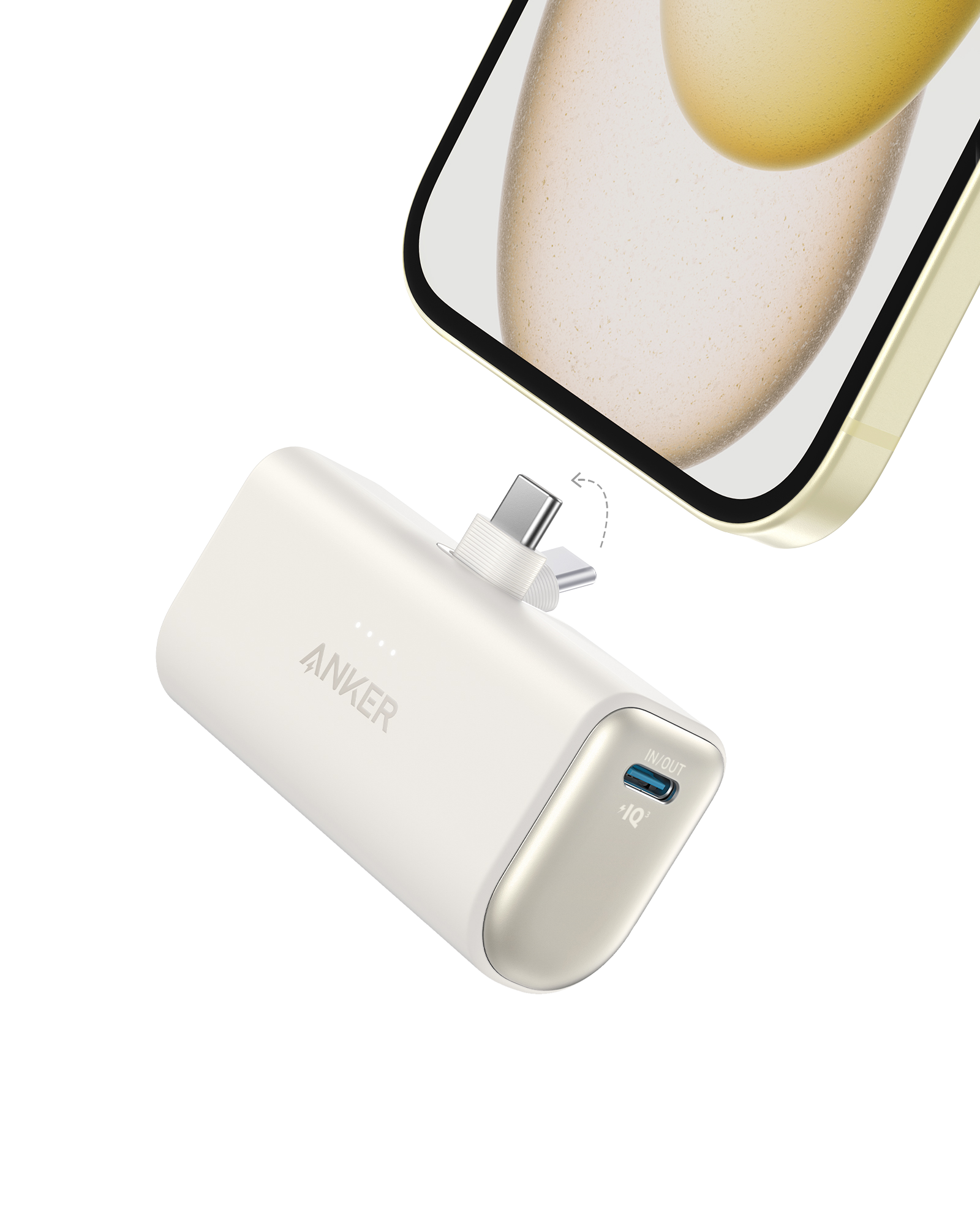 Anker Nano Powerbank (22.5W, Built-in USB Connector) White