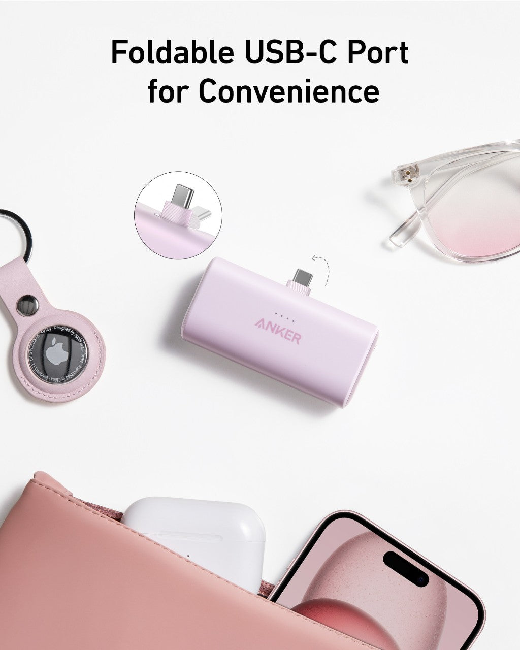 Anker Nano Powerbank (22.5W, Built-in USB Connector) White - Image 3