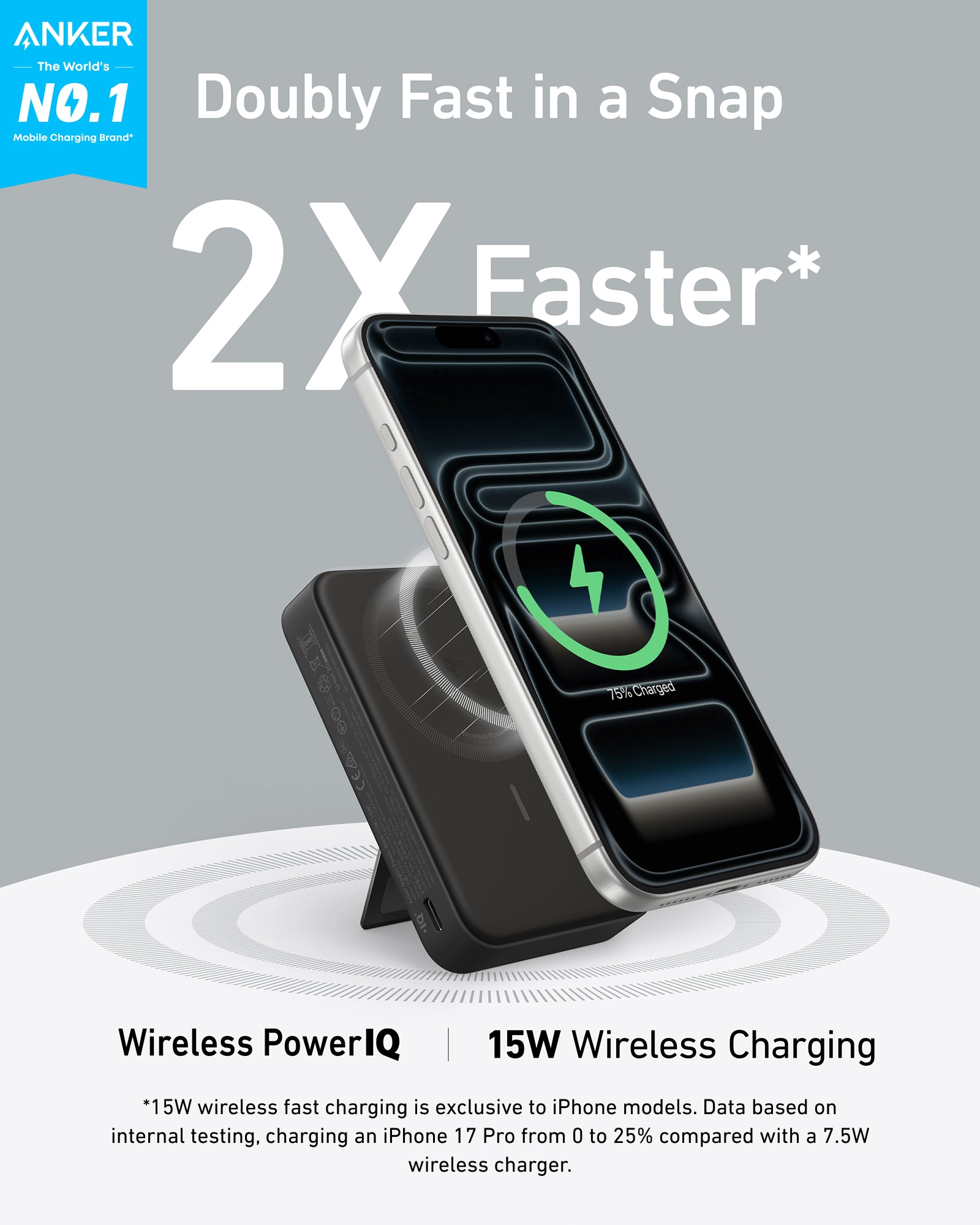 Anker Maggo Power Bank (10K, Magnetic Wireless) Black - Image 2