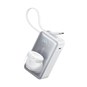 Anker Maggo Power Bank (10K, 30W, Built-in USB-C Cable, Made for Apple Watch) White