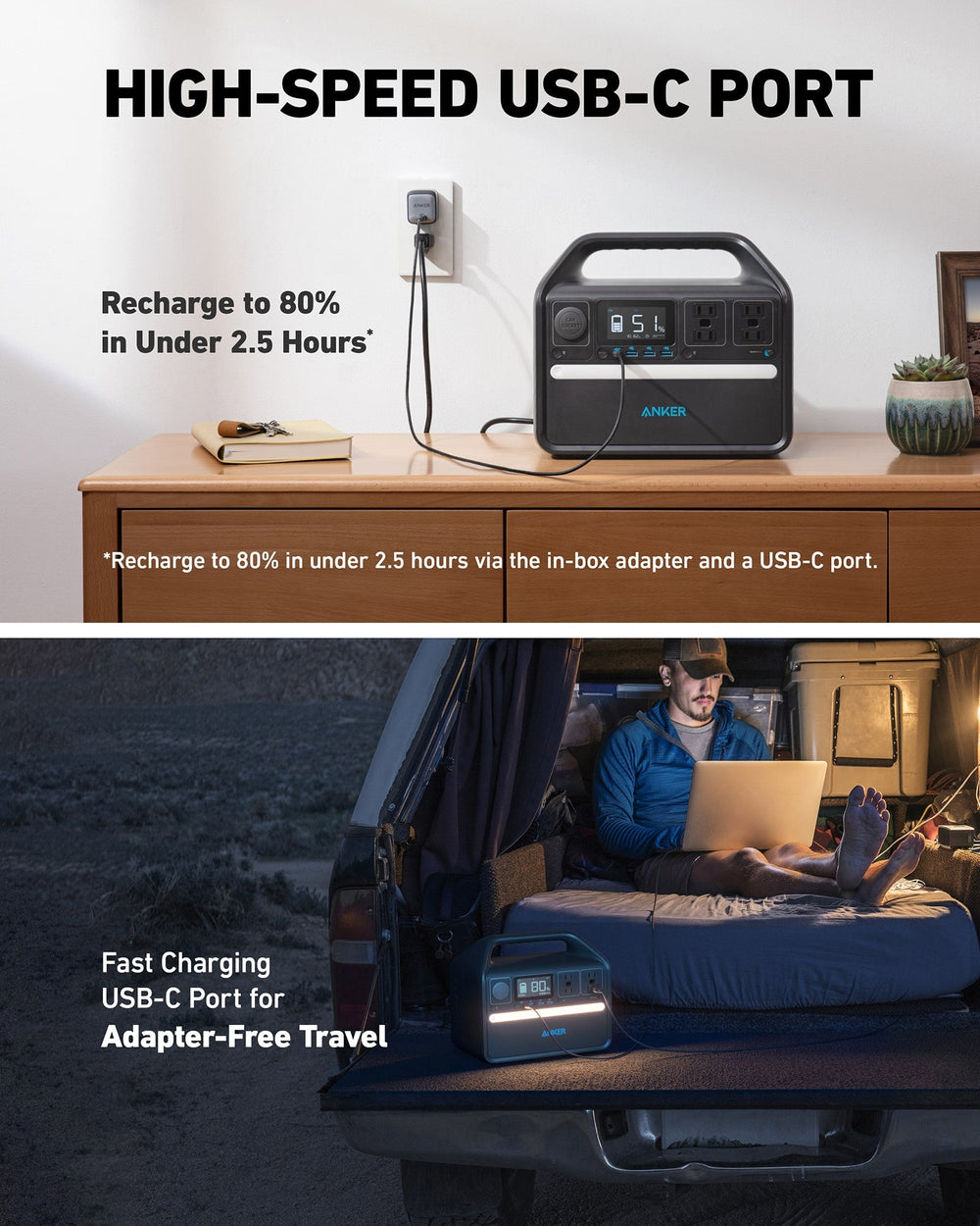 Anker 535 Portable Power Station (PowerHouse 512Wh) Black - Image 2