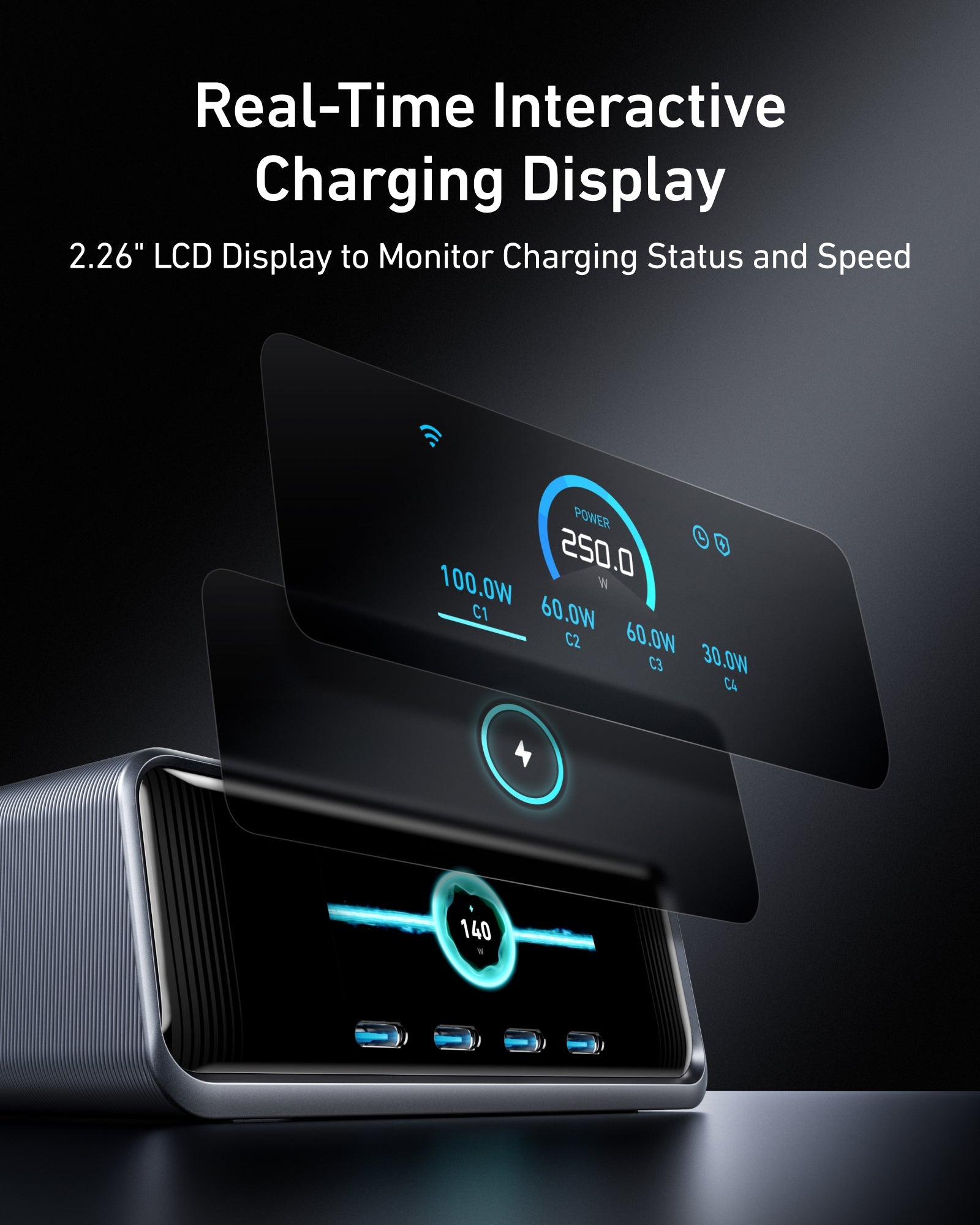 Anker Prime 250W GaN Desktop Charger (6 Ports) Silver - Image 4