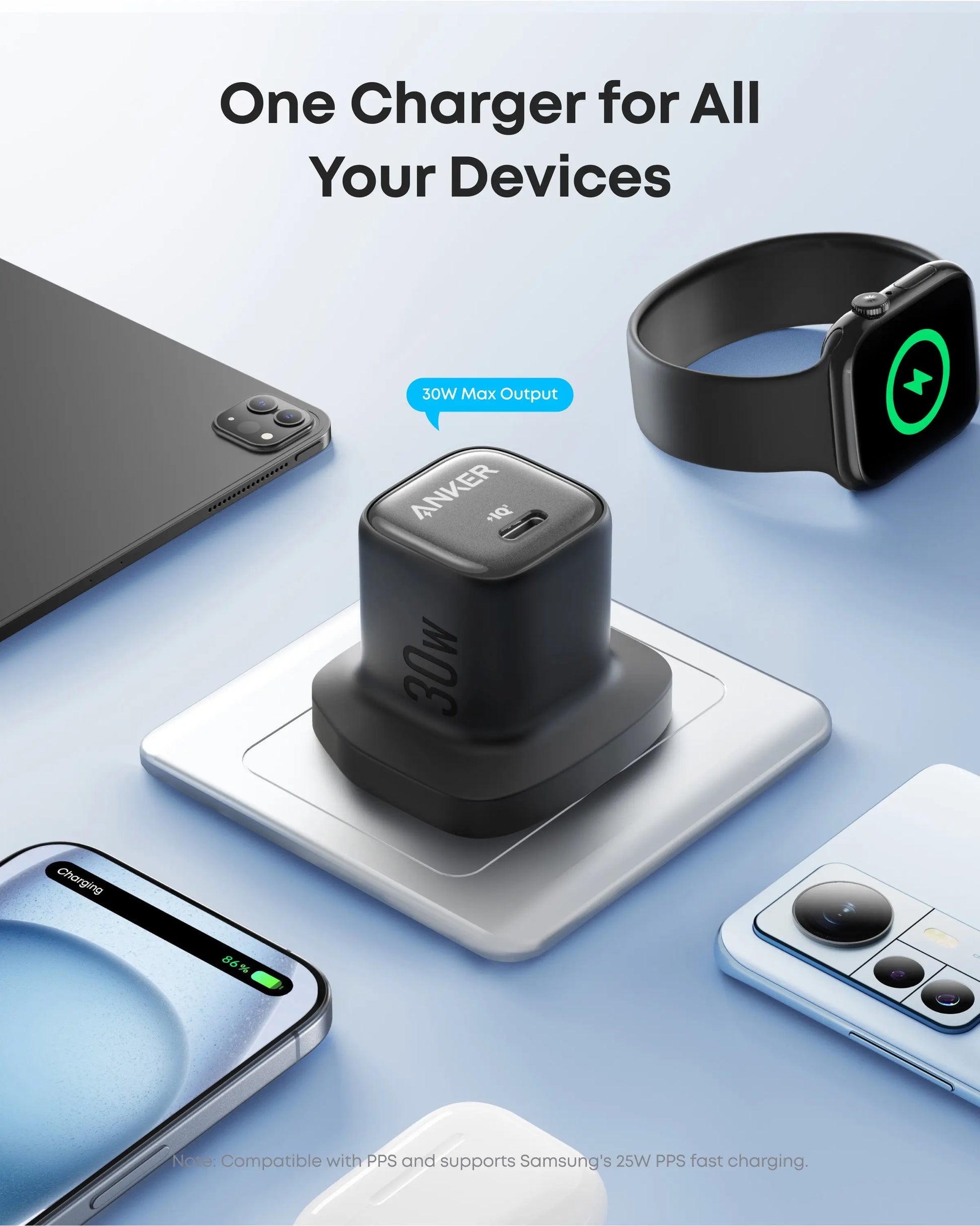 Anker Zolo Charger (30W, PD 3.0, with 1.0M C to C Cable) Black - Image 4
